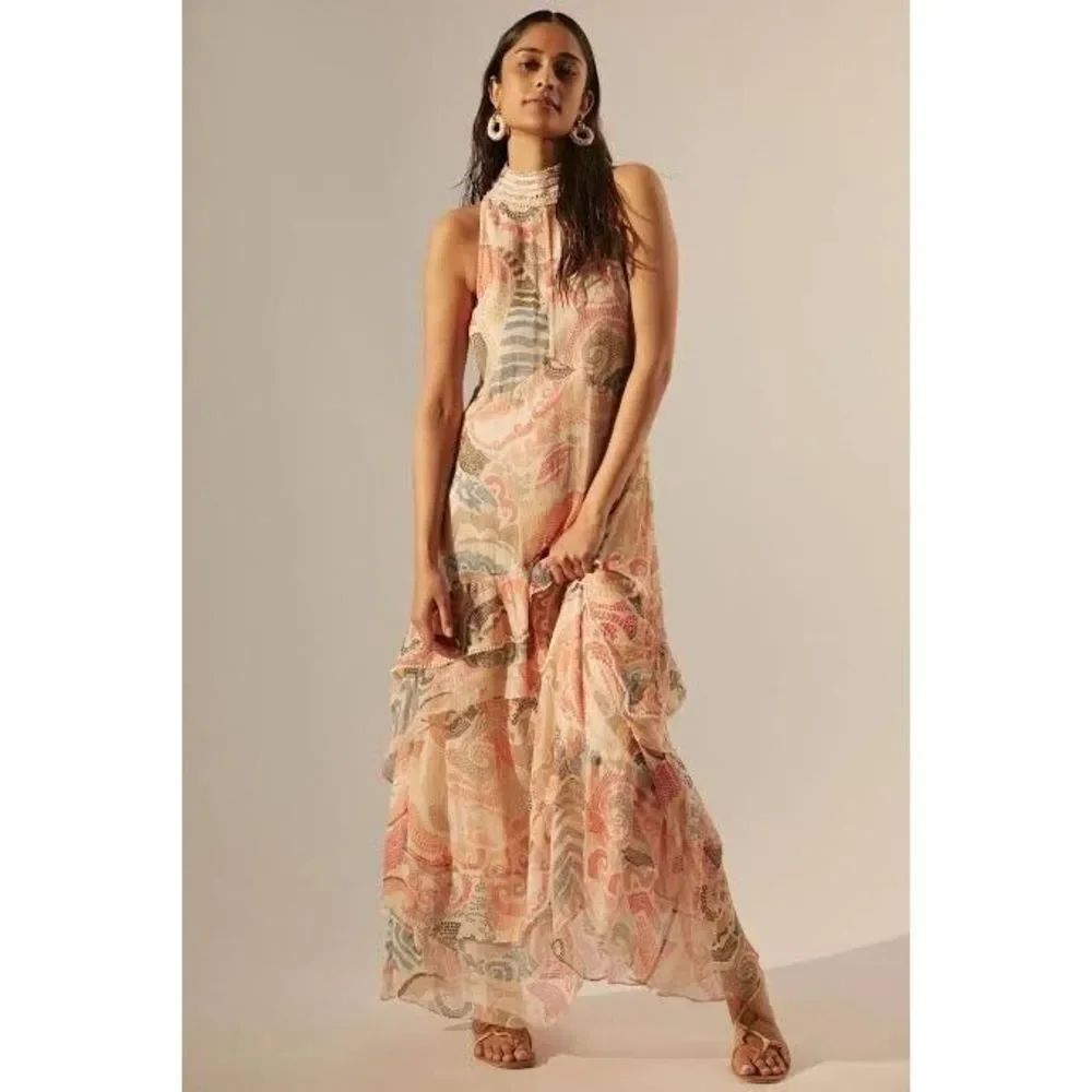 Anthropologie Crochet-Trimmed Maxi Dress